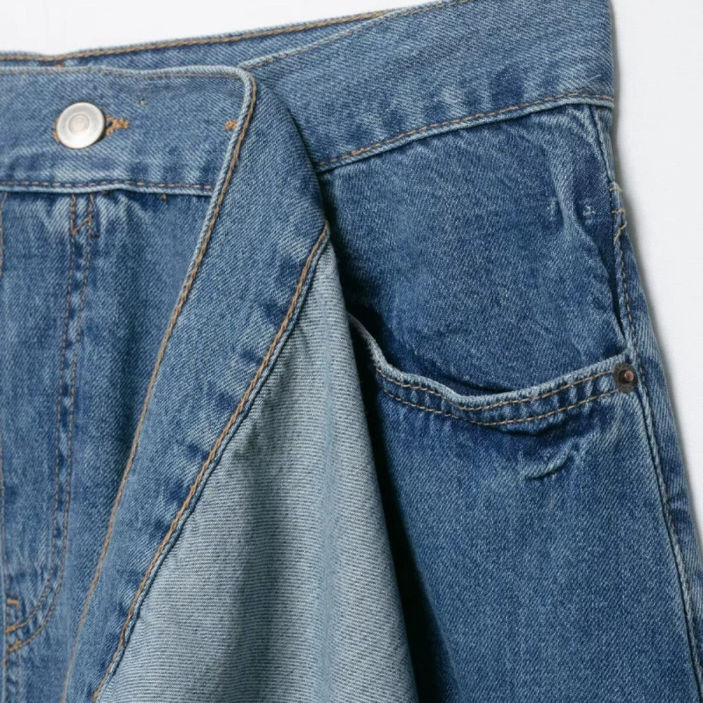 ZARA Fashion Double Button Waistband Denim Skirt